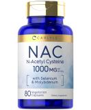 Carlyle NAC Supplement 1000mg - N-Acetyl Cysteine with Selenium & Molybdenum 80 Veg Capsules Non-GMO & Gluten Free - International Shipping - Buy Online on GoSupps.com