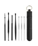 Double-Head Ear Wax Remover Spoon 7Pcs Set - 360 Rotated Design | Unisex | Black - Buy Online on GoSupps.com