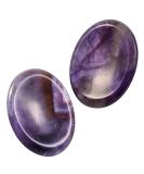 Nupuyai 2pcs Amethyst Oval Worry Stone Set - Healing Anxiety & Stress Relief Crystal for Reiki Therapy - 45x35mm Purple - Buy Online on GoSupps.com