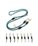 Hundeleine 3M Velvetier Adjustable Paracord for Large & Medium Dogs | Durable Nylon Double Leash with 2 Carabiners in Dark Green - Buy Online on GoSupps.com