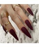 Redykat 24PCS XL Stiletto Matte Press On Nails - Salon Quality Extra Long Dark Red False Nails for Quick Home Manicure - Buy Online on GoSupps.com