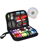 Sewing Kit XL - Portable Sewing Supplies for DIY Beginners & Adults - Includes Scissors, Thimble, Thread, Needles, Tape Measure, Case - Black - Buy Online on GoSupps.com