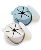 Orzbow Silicone Snack Pots for Toddlers - No-Spill Cups with Stable Lid & Handle - BPA Free - 2 Pcs Blue & Beige - Buy Online on GoSupps.com