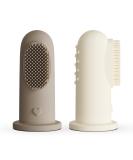 Moonkie Baby Toothbrush Finger Toothbrush Oral Cleaner Kit - 2 Pcs (Warm Taupe/Ivory) | For Babies 3 Months - Buy Online on GoSupps.com