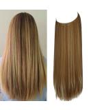 22 Ginger Brown Mix Bleach Blonde Straight Halo Hair Extension - Heat Resistant Synthetic Fiber - 4.4 Oz - No Clip - OMRREAT - Buy Online on GoSupps.com
