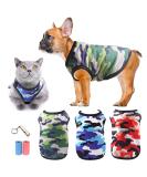 Shop TVmall 3-Piece Dog T-Shirts | 100% Cotton Camo Sports Shirts | Breathable Summer Pet Clothing for Puppies & Small Dogs | Available in Green Blue Red (XXL) - Buy Online on GoSupps.com