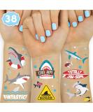 xo  Fetti Shark Temporary Tattoos - 38 Metallic Styles | Underwater Sea Creature  Ocean Animal Birthday Party Supplies  Summer  Totally Jawsome  Arts and Crafts - Buy Online on GoSupps.com