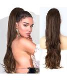 PORSMEER 26 Drawstring Ponytail Extension Natural Straight Wavy End Synthetic Hair - Dark Brown Mix Brown | For Women & Girls - Buy Online on GoSupps.com