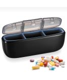 Small Black Pill Case Organizer | Waterproof 3 Compartment for Vitamins & Supplements - Ideal Travel Pill Holder - Buy Online on GoSupps.com