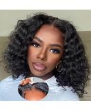 Domiso Deep Wave Bob Wig 12 Inch - Glueless Human Hair Lace Wig for Black Women - Buy Online on GoSupps.com
