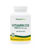 NaturesPlus Vitamin D3 Extended Release - 90 Vegan Tablets - 5000 IU + 25 mg Trans-Resveratrol - Heart & Bone Health Immune System Support Anti-Aging - Gluten Free - 90 Servings - Buy Online on GoSupps.com