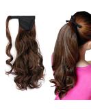 iLUU 18 Inch Long Curly Wavy Wrap Around Ponytail Hairpiece Dark Brown mix Auburn Color Magic Paste Synthetic Ponytail Hair Extension for Women Girls (100g 4A/30B Highlights Color) 4A/30B-dark brown/auburn - Buy Online on GoSupps.com