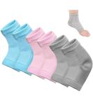 kuou 3 Pairs Gel Heel Socks Soft Moisturizing Socks Gel Lining Infused with Essential Oils and Vitamins for Dry Hard Cracked Skin Moisturizing Day Night Care Skin (Gray Blue Pink) - Buy Online on GoSupps.com