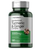 Turmeric and Ginger Supplement | 3000 mg 180 Softgel Pills | with Black Pepper Extract | Non-GMO, Gluten Free Supplement | by Horbaach - Buy Online on GoSupps.com
