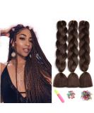 Ombre jumbo braids Hair lichen hair Kanecalon braids extensions art hair for braiding showjarlly synthetic hair extensions 24 inch 3PCs (dark brown#) 61cm-24 inch (3-pack) chocolate brown - Buy Online on GoSupps.com