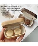 Caruncoo Wood Grain Contact Lens Case - Portable Travel Contact Box with Mirror - Elegant Brown (4-Pack) - Buy Online on GoSupps.com