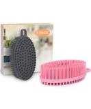 Freatech Silicone Body Brush Set - Double-Sided Bathing & Shower Brush for Deep Cleaning Gentle Peeling & Massage | More Hygienic Than Luffa/Sponge | Black + Pink - Perfect for All Skin Types - Buy Online on GoSupps.com