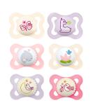 MAM Day & Night Silicone Pacifier 0-6 Girls // Set of 6 // incl. 3 sterilized transport boxes - Buy Online on GoSupps.com
