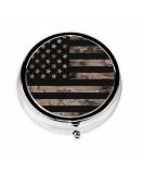 IBILIU American Flag & Desert Camouflage Pill Case - Portable 3 Compartment Metal Vitamin Organizer | Travel-Friendly 2x2 Inch Pill Box - Buy Online on GoSupps.com