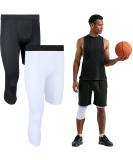 2 Packs Men's 3/4 One Leg Compression Tights - Medium Size | Unisex Athletic Leggings for Basketball Sports - Buy Online on GoSupps.com