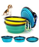 Lomug 3-Piece Foldable Travel Dog Bowl Set - 350ml Safe Bowls for Cats & Dogs - Includes Carabiners - Yellow Light Green Light Blue - Buy Online on GoSupps.com