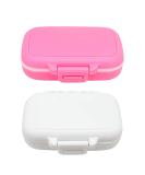 Small Pill Box - Travel Medication Case with 3 Compartments | Daily Vitamin Organizer (Pink & White) - International Shipping Available - Buy Online on GoSupps.com