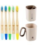 Shop Eco-Friendly Bamboo Toothbrushes Set - Natural Organic Wooden Family Toothbrush with Holder & Cup - Kids Pink Toothbrushes - Buy Online on GoSupps.com