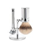 M HLE Silvertip Badger Safety Razor Shaving Set - Premium Open Comb for Close Smooth Shaves | Barbershop Quality Everyday Use Chrome Finish - International Shipping Available - Buy Online on GoSupps.com