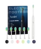 7AM2M Sonic Electric Toothbrush for Adults and Kids One Charge for 90 Days with 6 Brush Heads 5 Modes with 2 Minutes Build in Smart Timer Roman Column Handle Design (White) White No Travel Case - Buy Online on GoSupps.com