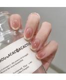 Gradient Brown French False Nails - Short 24Pcs Press On Square Acrylic Tips for Women - Buy Online on GoSupps.com