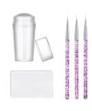 French Tip Nail Stamper & Brushes Set - Silicone Stamper, Clear Stamp Jelly, Scraper, 3 Nail Art Brushes - DIY Nail Stamping Manicure Tool - Buy Online on GoSupps.com