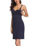 Materntiy Nursing Nightdress in Navy - Comfortable Pregnancy and Breastfeeding Hospital Gown - Buy Online on GoSupps.com