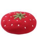 Zasy Casual Wool Beret Hat Classic French Artist Beanies Handmade Cap for Women Strawberry - Buy Online on GoSupps.com