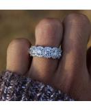 GUIDECUN CZ Crystal Diamond Halo Eternity Wedding Band, Gold Plated Cubic Zirconia Ring for Women - Size 9 - Buy Online on GoSupps.com