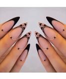 JUSTOTRY 24 Pcs Stiletto False Nails Short Black and Pink French Leopard Pattern with Nail Glue - Almond Stick on Nails for Women - Nail Art BL1 - Buy Online on GoSupps.com