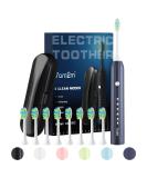 7am2m Sonic Electric Toothbrush for Adults and Kids with Travel Case and 8 Brush Heads 5 Modes with 2 Minutes Build in Smart Timer Roman Column Handle Design (Navy Blue) Navy Blue With Travel Case - Buy Online on GoSupps.com