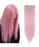 Light Pink Clip-in Hair Extensions - 26 (66cm) Straight Hairpiece 140g - Realistic 8 Wefts for Stunning Style - Buy Online on GoSupps.com