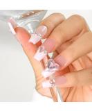 Sethexy Handmade French Long Coffin False Nails - 3D Crystal Love Heart Design Salon Quality Press-On Acrylic Nail Art for Women & Girls International Shipping - Buy Online on GoSupps.com