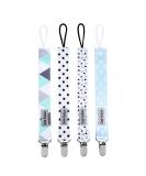 Dodo Schnuller-Clip Set for Babies - 4 Premium Quality Clips + Pacifier Etui | Modern Universal Holder in White/Light Blue/Black - Perfect Baby Soothing Gift Set - Buy Online on GoSupps.com