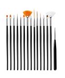 Shop 15 Pcs Black Nail Art Brush Set - UV Gel Nail Design Brushes for Salon & DIY Creations - Buy Online on GoSupps.com