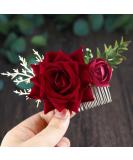 Fangsen Deep Red Wedding Rose Flower Hair Comb - Bridal Headpiece for Brides & Bridesmaids - Buy Online on GoSupps.com
