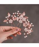 Heread Pearl Bride Wedding Hair Pins - Pack of 3 Leaf Bridal Head Piece Flower Hair Accessories - Rose Gold for Women and Girls - Buy Online on GoSupps.com