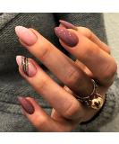 Buy Brishow Almond Press-On Nails - Short Pink Artificial Nails with Gold Glitter | 24 Piece Ballerina Acrylic Set for Women & Girls - International Shipping Available - Buy Online on GoSupps.com