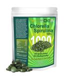 Sunlit Organic Chlorella Spirulina Tablets 50/50 Burst & Cracked Cell Wall Algae - 1000 Superfood Tabs - High Protein Vegan Supplement - Buy Online on GoSupps.com
