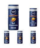 Nivea Men Sport Shower Gel (250ml) - pH Skin-Friendly Vitalizing Fragrance 5-Pack for Body Face & Hair - New Version - Buy Online on GoSupps.com