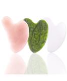 Gua Sha Heart Shape Set - 3 Pieces: Jade Rose Quartz & White Jade Face Massage Tools for Spa & Body Care - Buy Online on GoSupps.com