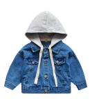 Odziezet Denim Hooded Jacket for Baby Boys | Long Sleeve Zipper Jean Coat | Spring Outfits 2-3 Years - Buy Online on GoSupps.com