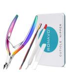 Professional Stainless Steel Cuticle Cutter with Pusher - RONAVO Cuticle Trimmer Set for Fingernails and Toenails - Buy Online on GoSupps.com