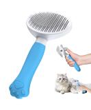 ZIMCATE Cat brush Dog brush ergonomic handle & one-click cleaning Tool for short & long-haired dogs/cats/rabbits lower wool brush (Blauer See) - Buy Online on GoSupps.com