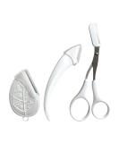 Stainless Steel Eyebrow Scissors Set with Comb - Curved Trimmer Tool for Men, Women, and Girls - 3Pcs in White - Buy Online on GoSupps.com